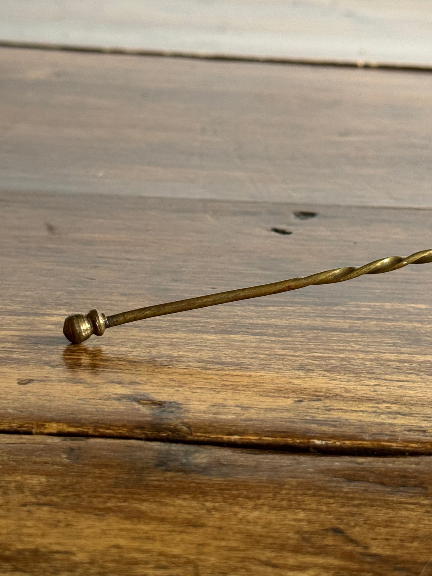 Vintage Brass Candle Snuffer with Twisted Handle and Cone Snuff