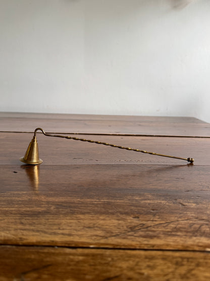 Vintage Brass Candle Snuffer with Twisted Handle and Cone Snuff