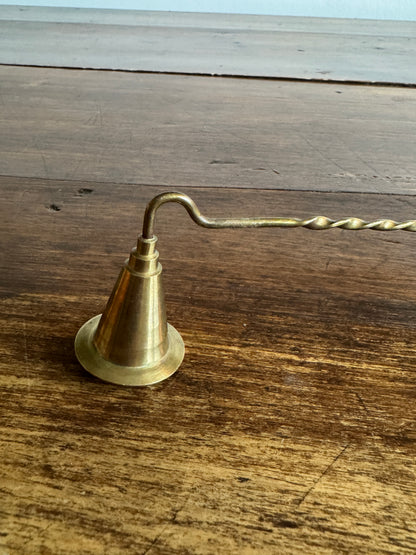 Vintage Brass Candle Snuffer with Twisted Handle and Cone Snuff