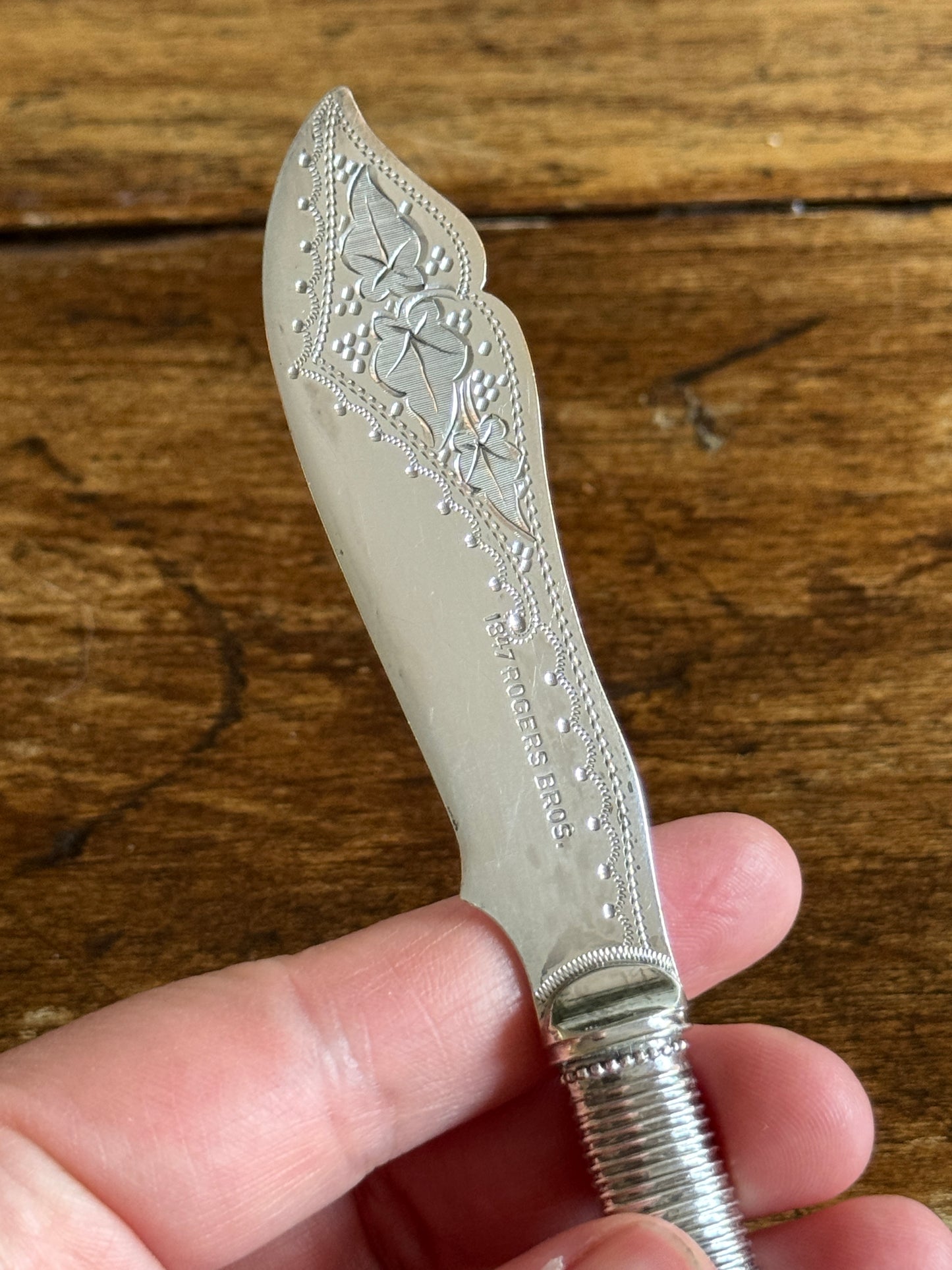 Antique Butter Knife with Sliver Plated Spreader and Mother Of Pearl Handle
