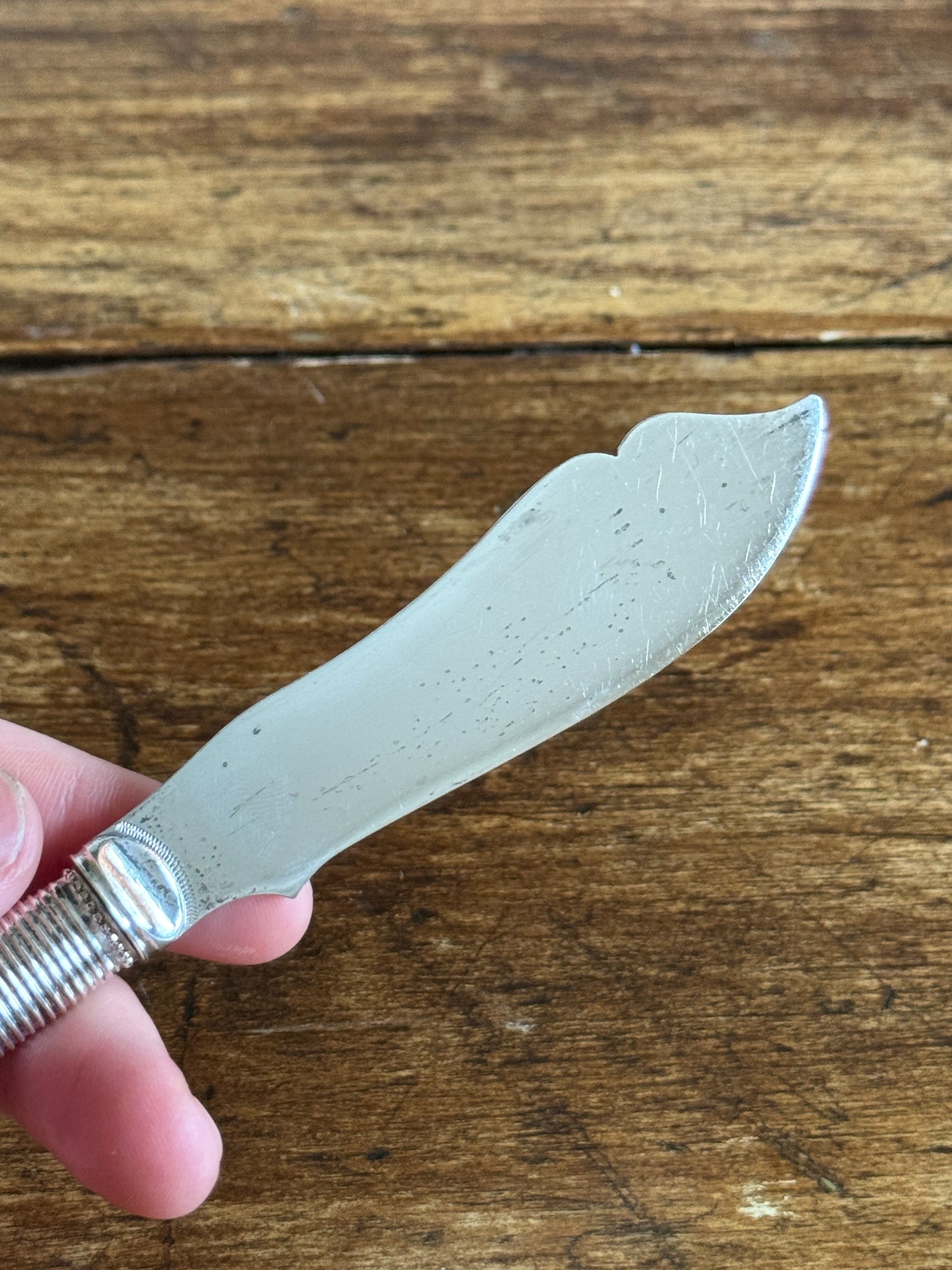 Antique Butter Knife with Sliver Plated Spreader and Mother Of Pearl Handle