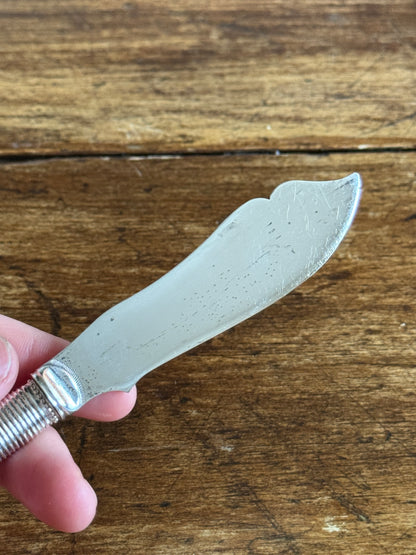 Antique Butter Knife with Sliver Plated Spreader and Mother Of Pearl Handle