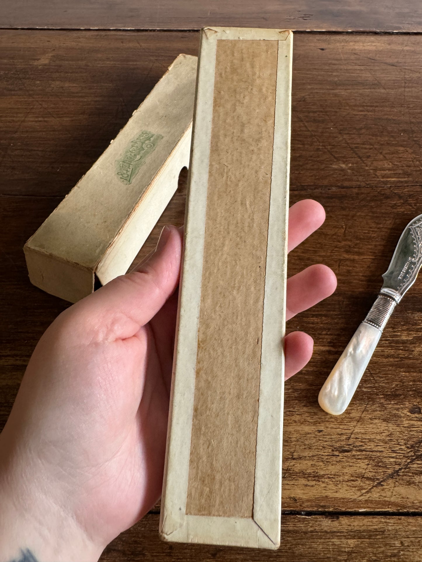 Antique Butter Knife with Sliver Plated Spreader and Mother Of Pearl Handle
