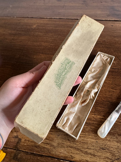 Antique Butter Knife with Sliver Plated Spreader and Mother Of Pearl Handle