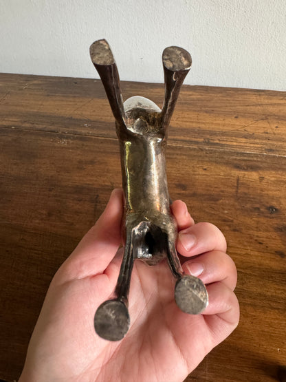Pair of Pottery Barn Silver Plated Reindeer Candleholders