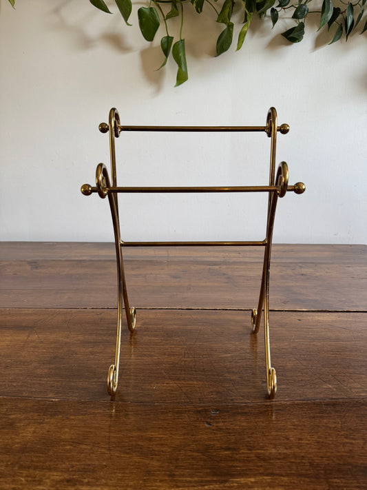 Vintage Counter Top Brass Plated Small Hand Towel Holder with Two Tiers