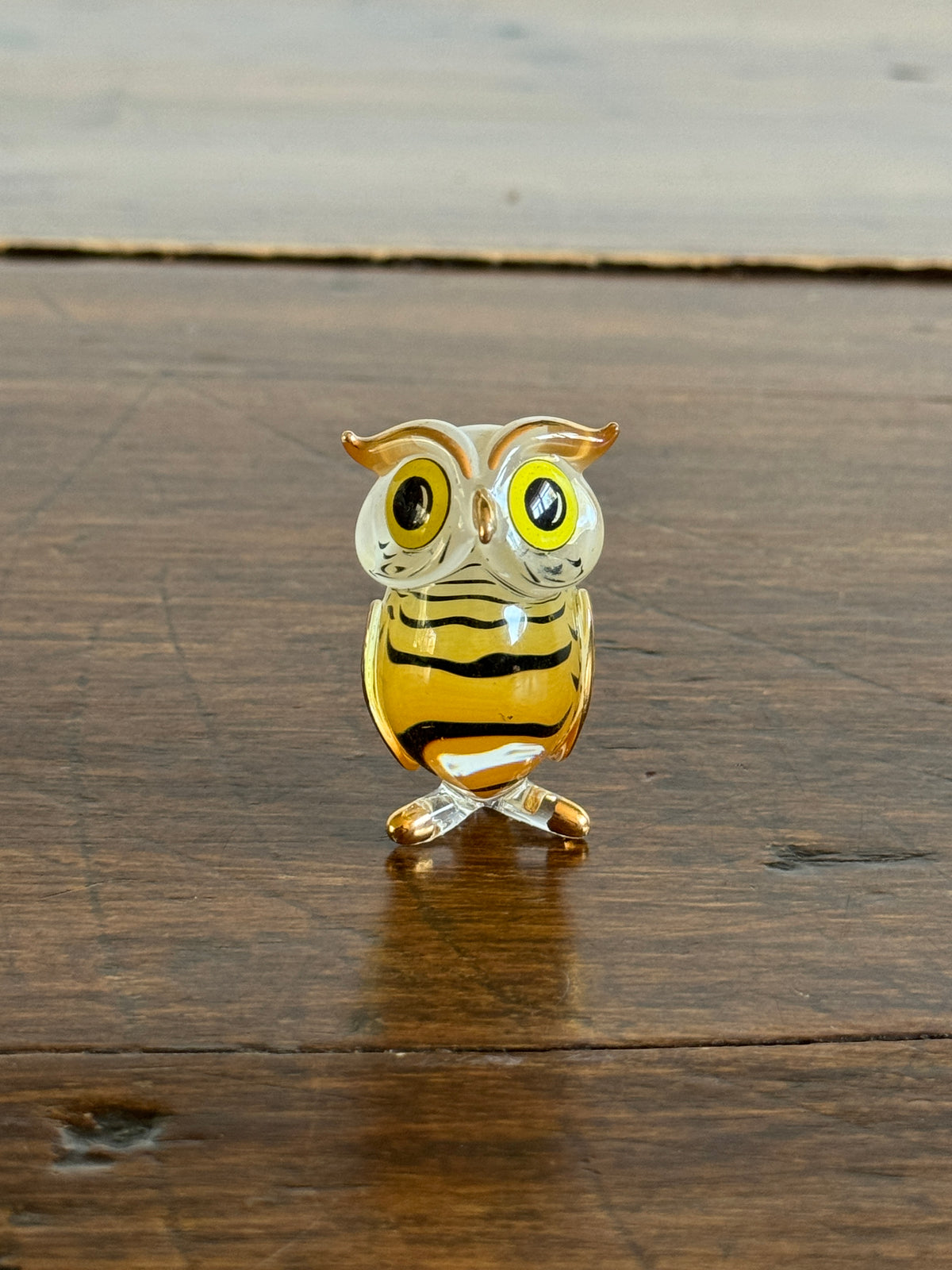 Glass Baron Glass Art Hoot Owl with 22K Gold Accents