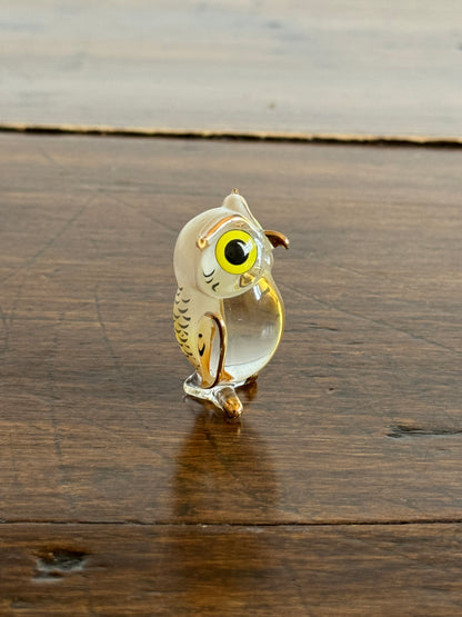 Glass Baron Glass Art Hoot Owl with 22K Gold Accents