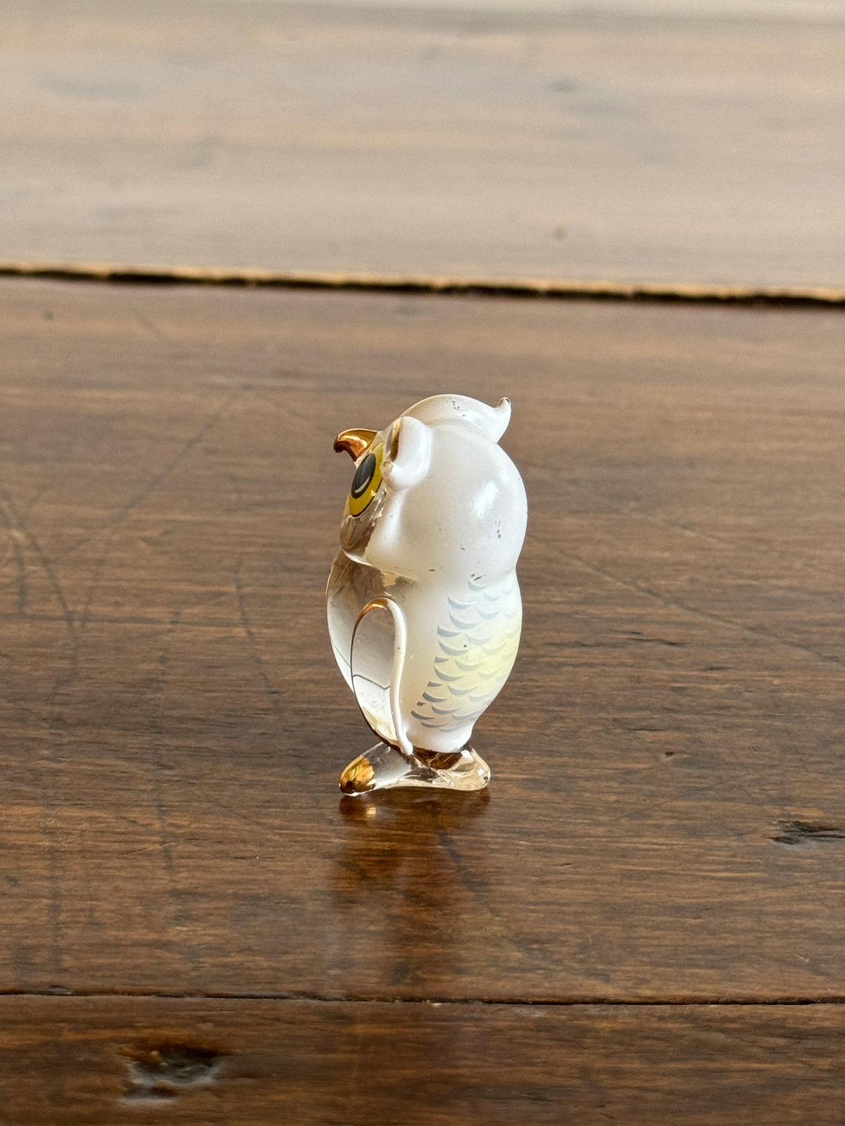 Glass Baron Glass Art Hoot Owl with 22K Gold Accents