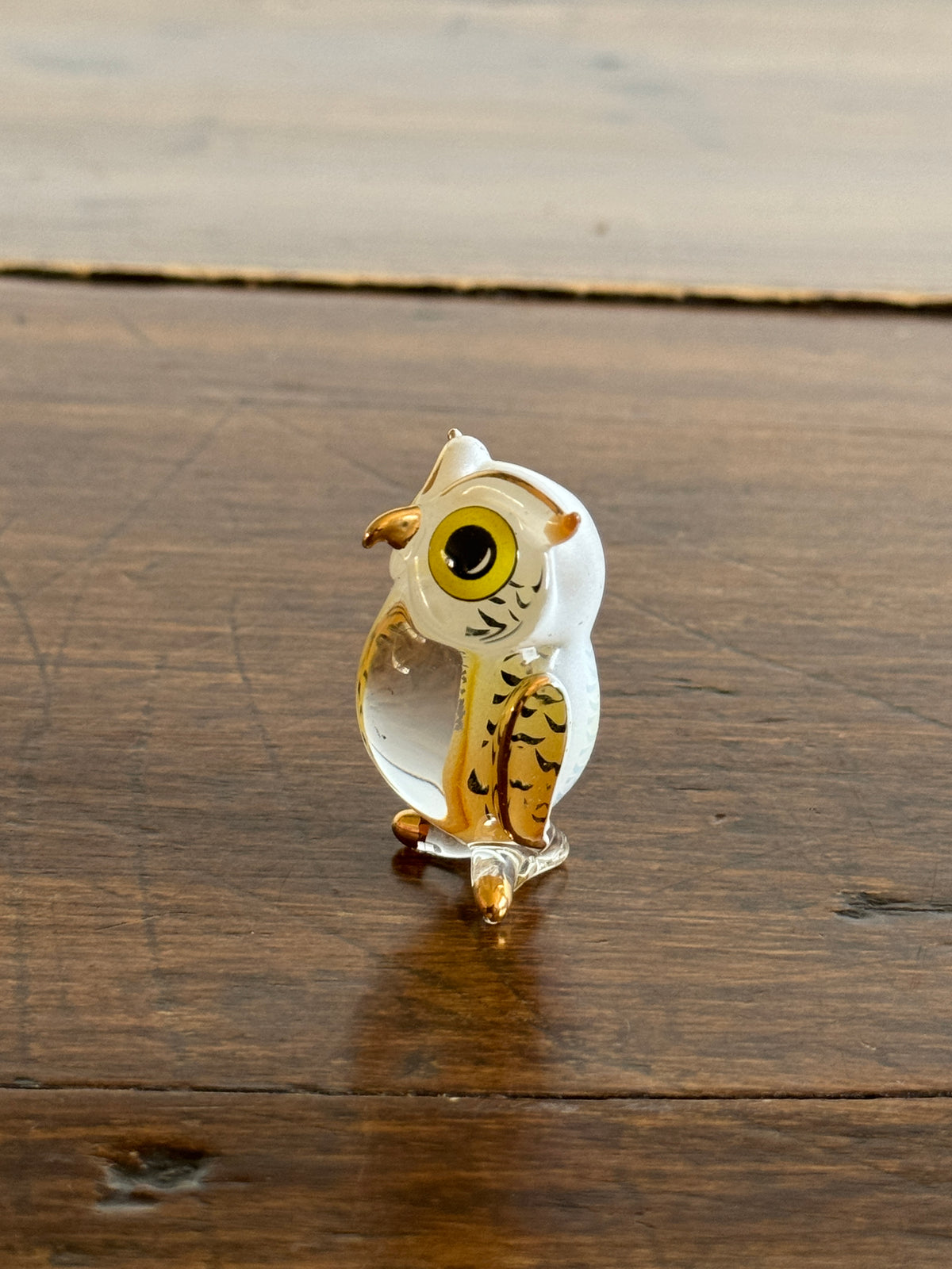 Glass Baron Glass Art Hoot Owl with 22K Gold Accents