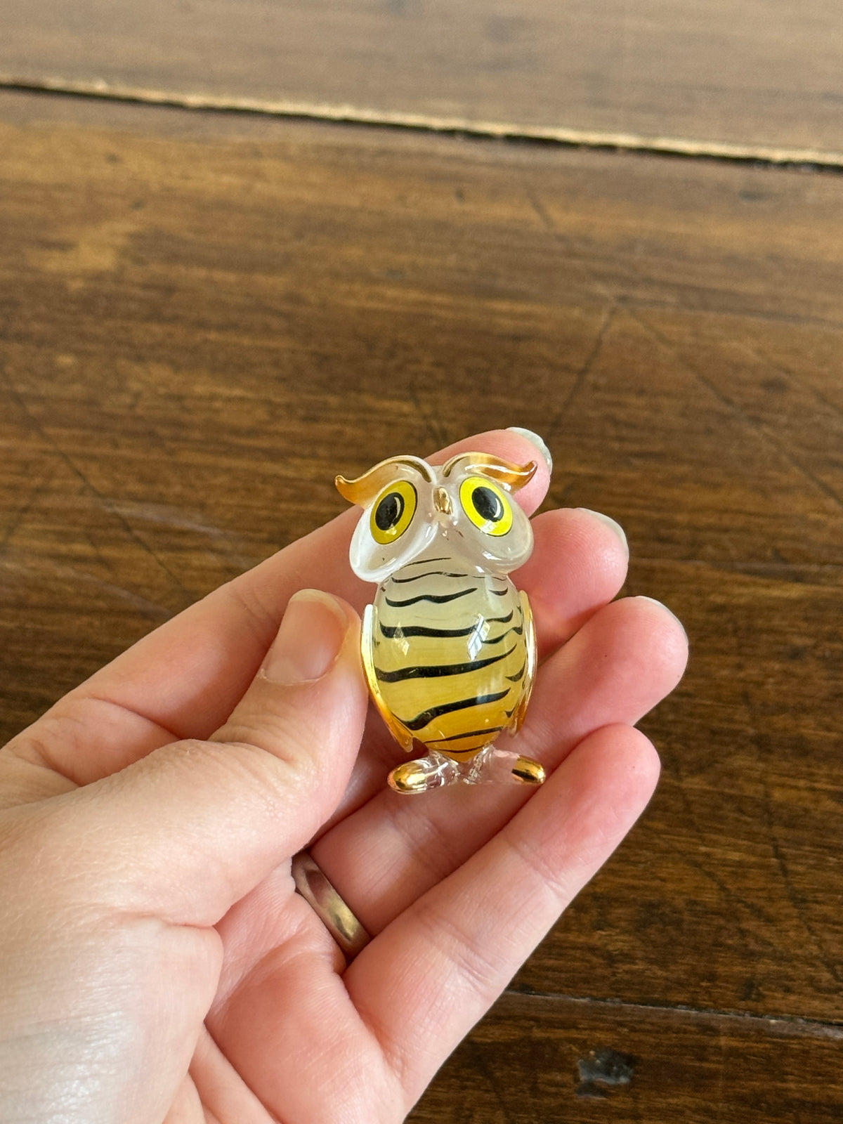Glass Baron Glass Art Hoot Owl with 22K Gold Accents