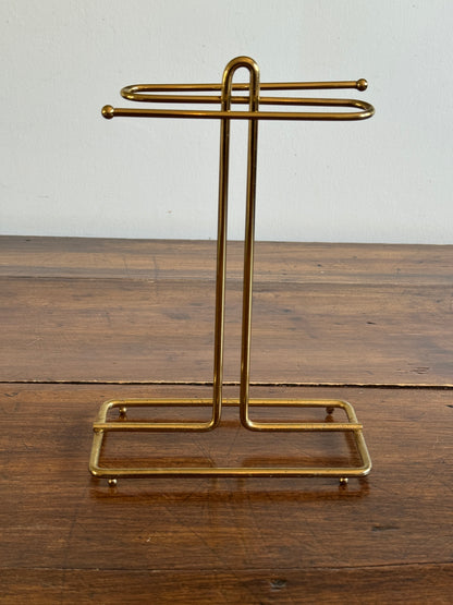 Vintage Counter Top Brass Plated Small Hand Towel Holder with Double Arms