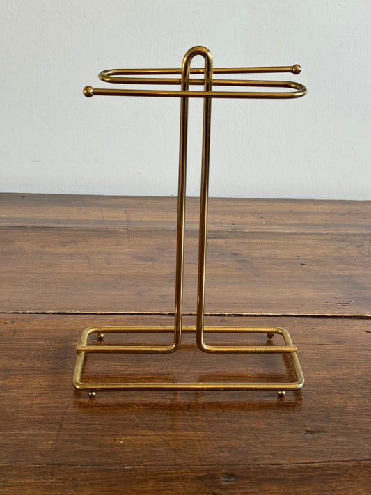 Vintage Counter Top Brass Plated Small Hand Towel Holder with Double Arms