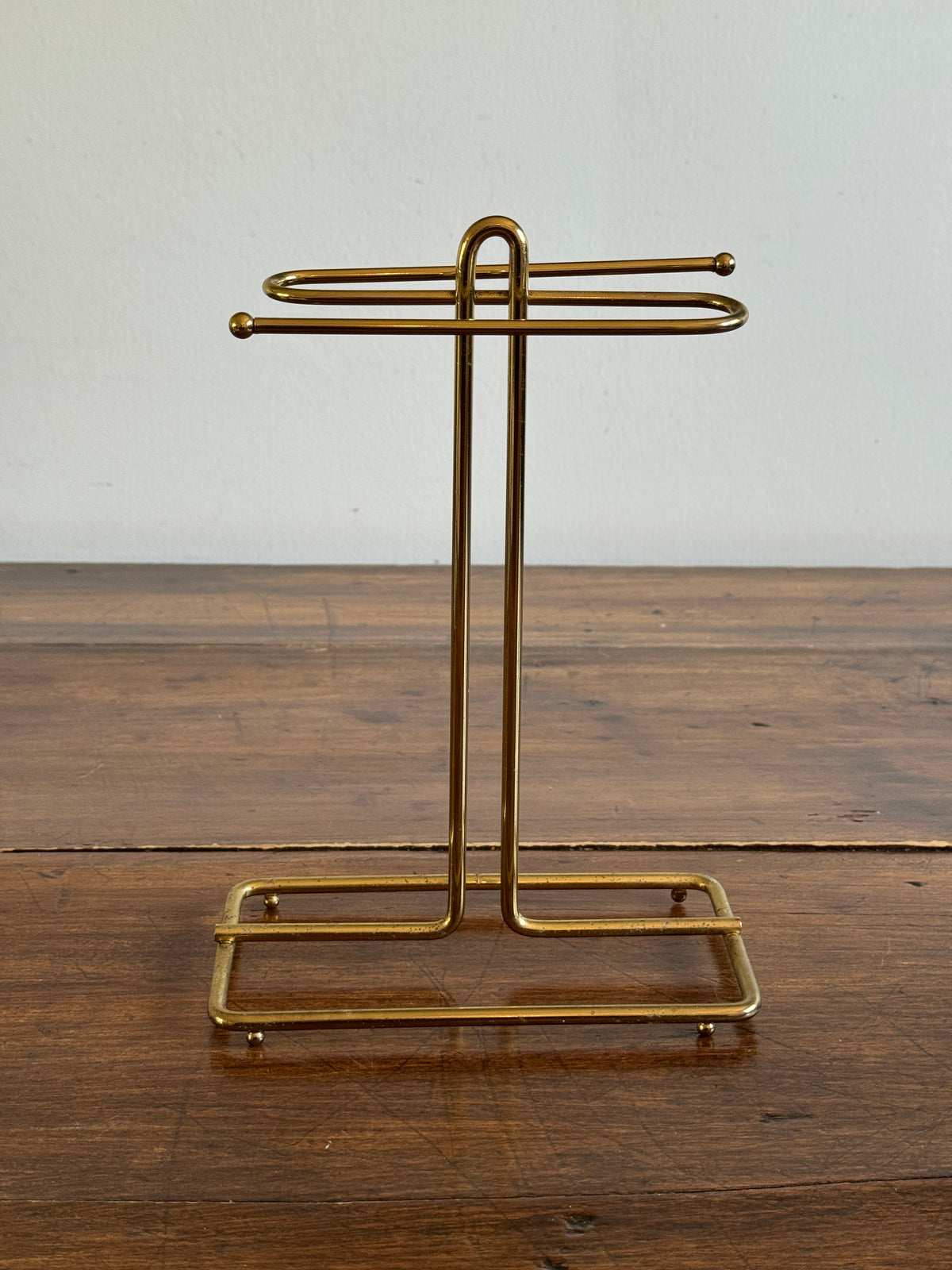 Vintage Counter Top Brass Plated Small Hand Towel Holder with Double Arms