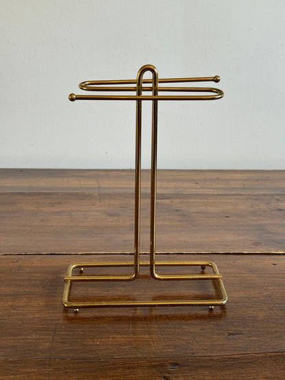 Vintage Counter Top Brass Plated Small Hand Towel Holder with Double Arms