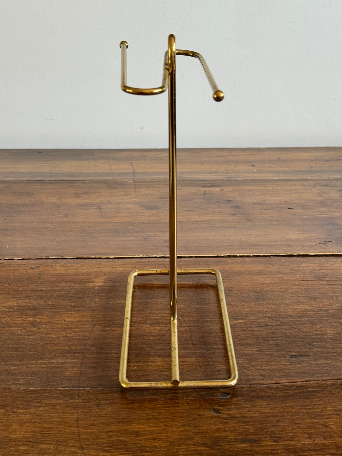 Vintage Counter Top Brass Plated Small Hand Towel Holder with Double Arms