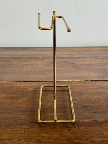 Vintage Counter Top Brass Plated Small Hand Towel Holder with Double Arms