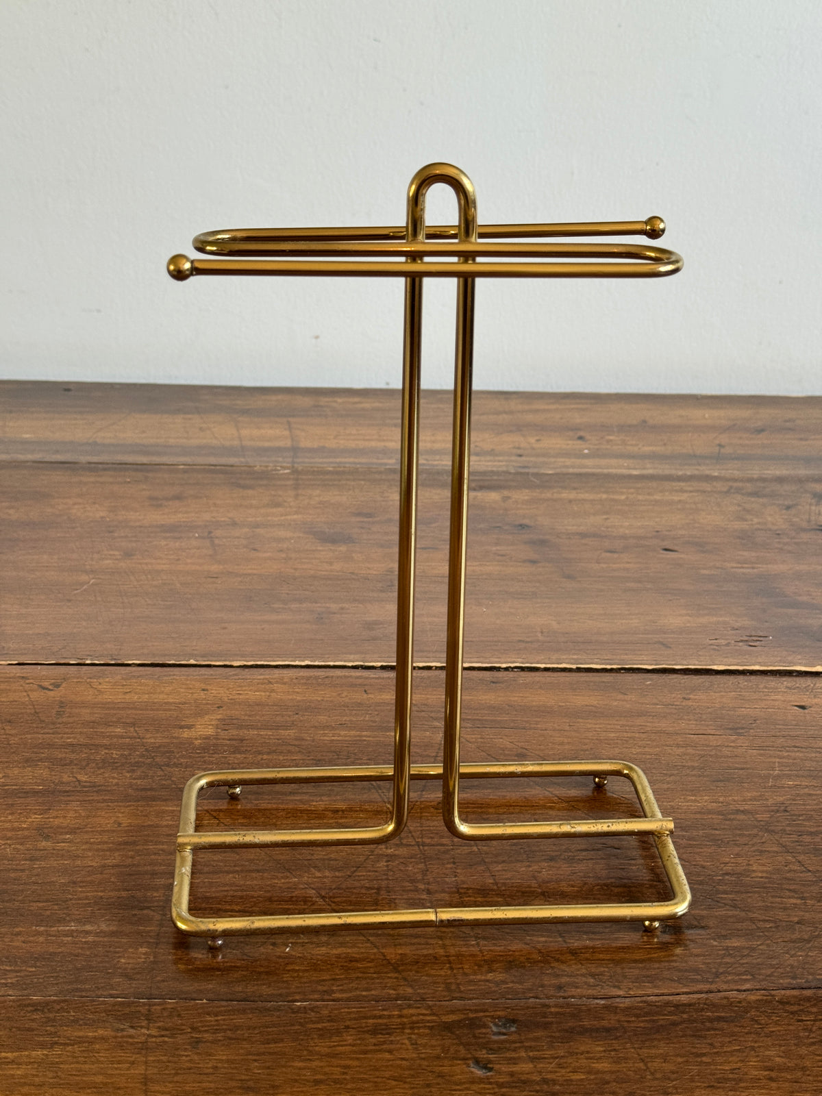 Vintage Counter Top Brass Plated Small Hand Towel Holder with Double Arms