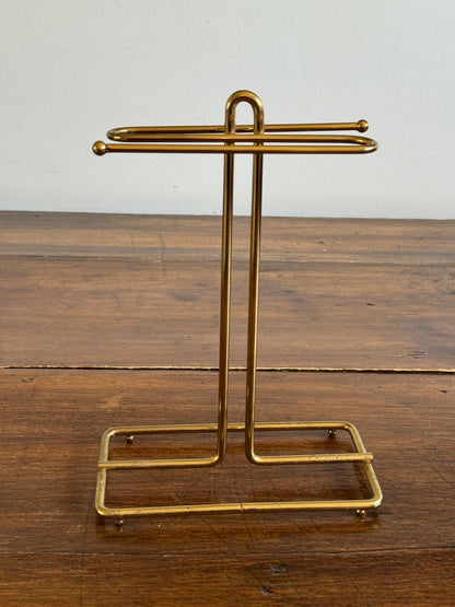 Vintage Counter Top Brass Plated Small Hand Towel Holder with Double Arms