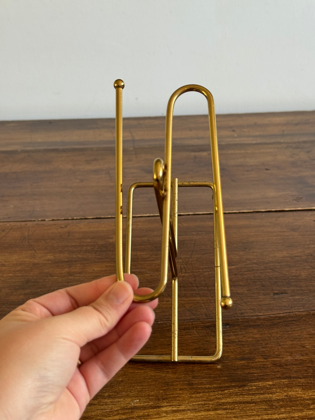 Vintage Counter Top Brass Plated Small Hand Towel Holder with Double Arms