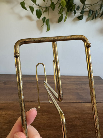 Vintage Counter Top Brass Plated Small Hand Towel Holder with Double Arms