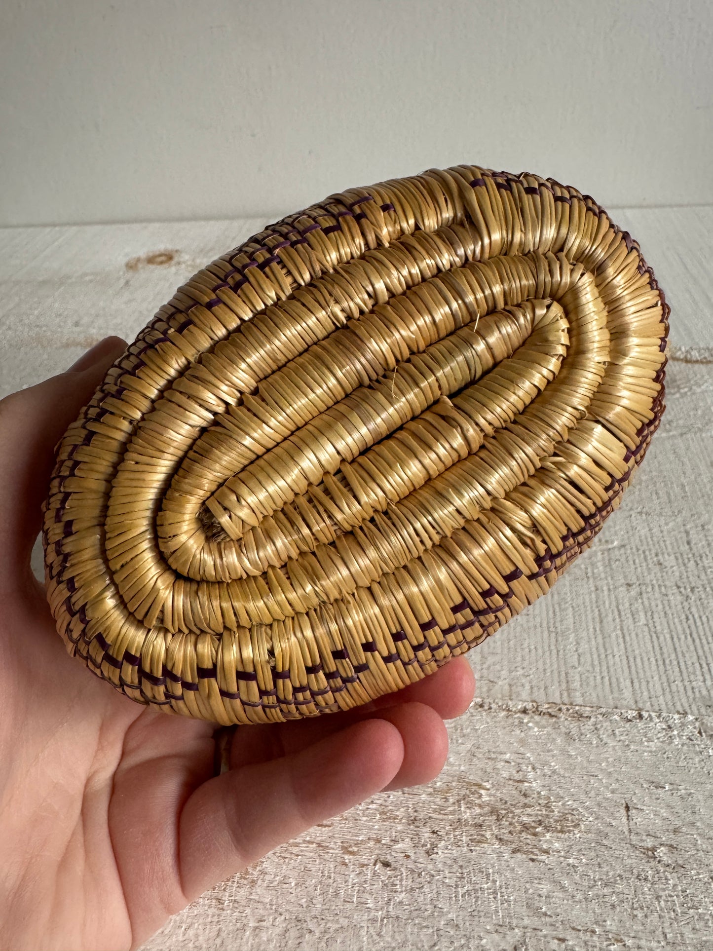 Woven Tight Woven Coil Basket with Lid - Small Storage Basket with Woven Detailed and Lid