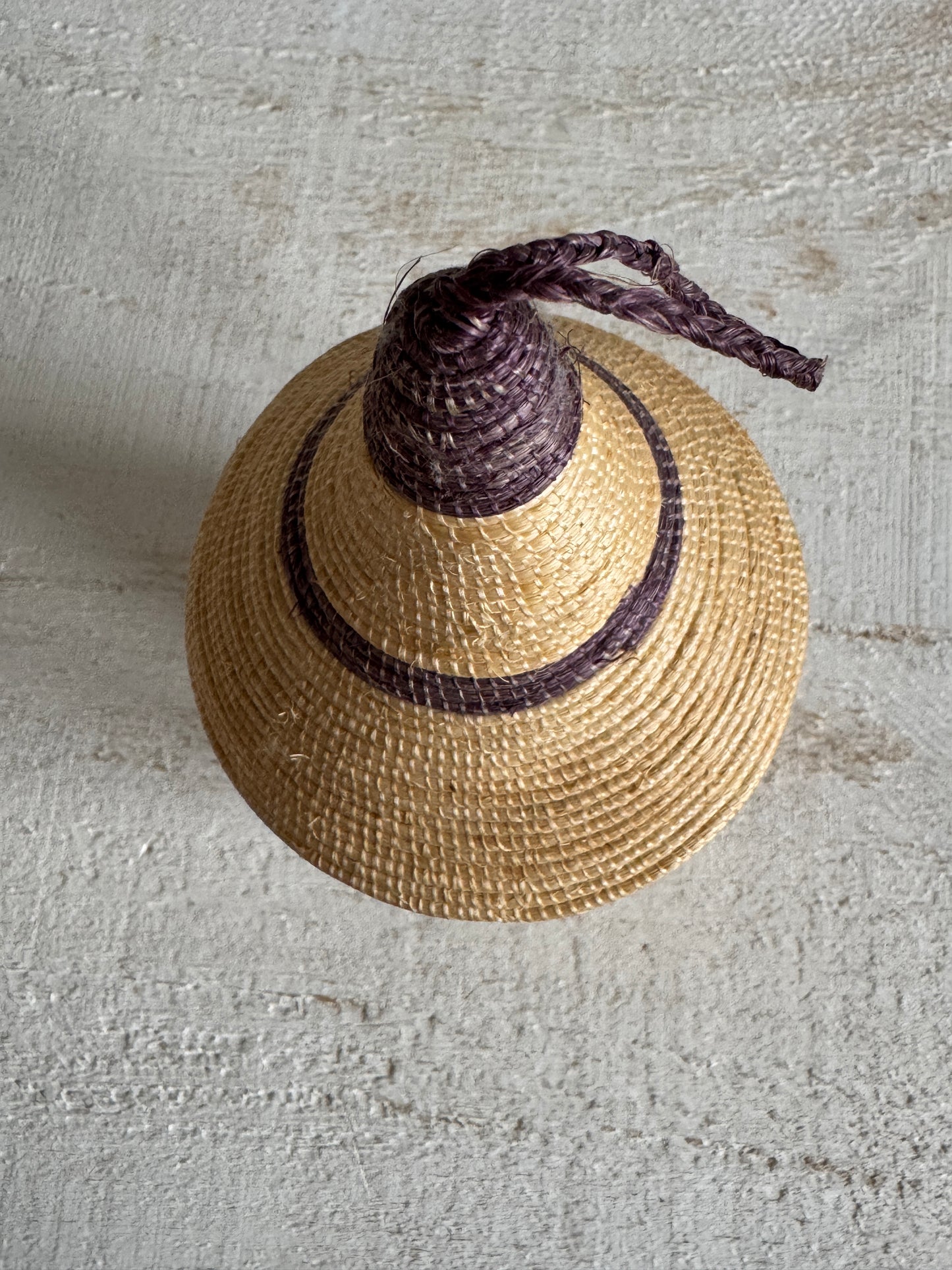 Woven Tight Woven Coil Basket with Pointed Lid - Small Storage Basket with Woven Detailed and Point Top