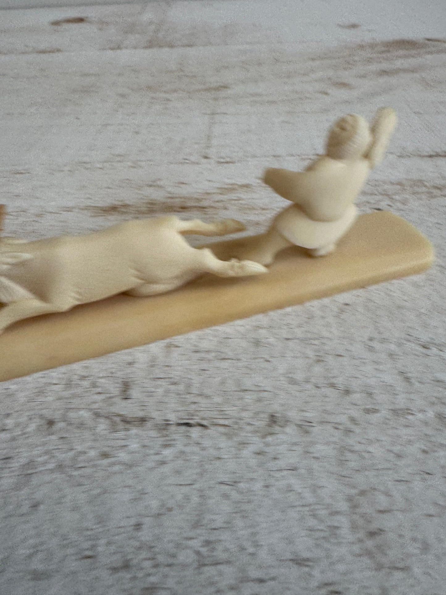 Vintage Miniature Reindeer Hunter Figurine Made with Horn