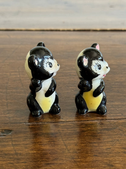 Pair of Vintage Cheery Skunk Figurines - Made in Japan