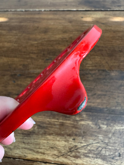 Vintage Red Enamel Cast Iron Trivet
