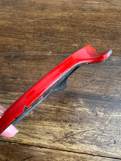 Vintage Red Enamel Cast Iron Trivet