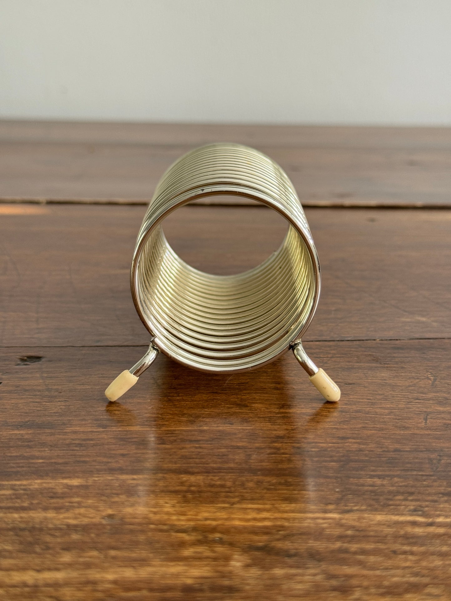 Vintage Coil Letter Holder with White Rubber Feet - Desk Organizer