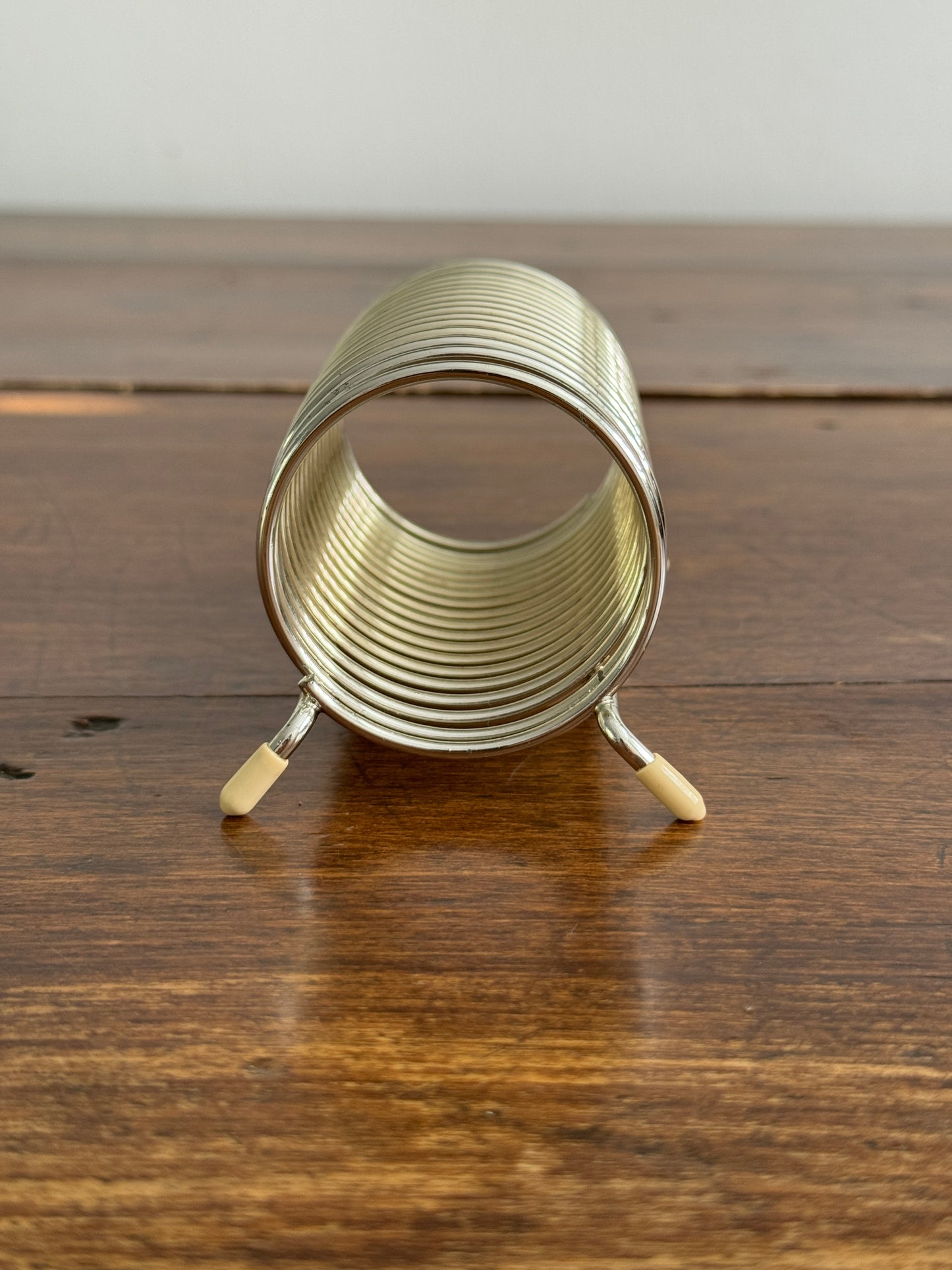 Vintage Coil Letter Holder with White Rubber Feet - Desk Organizer