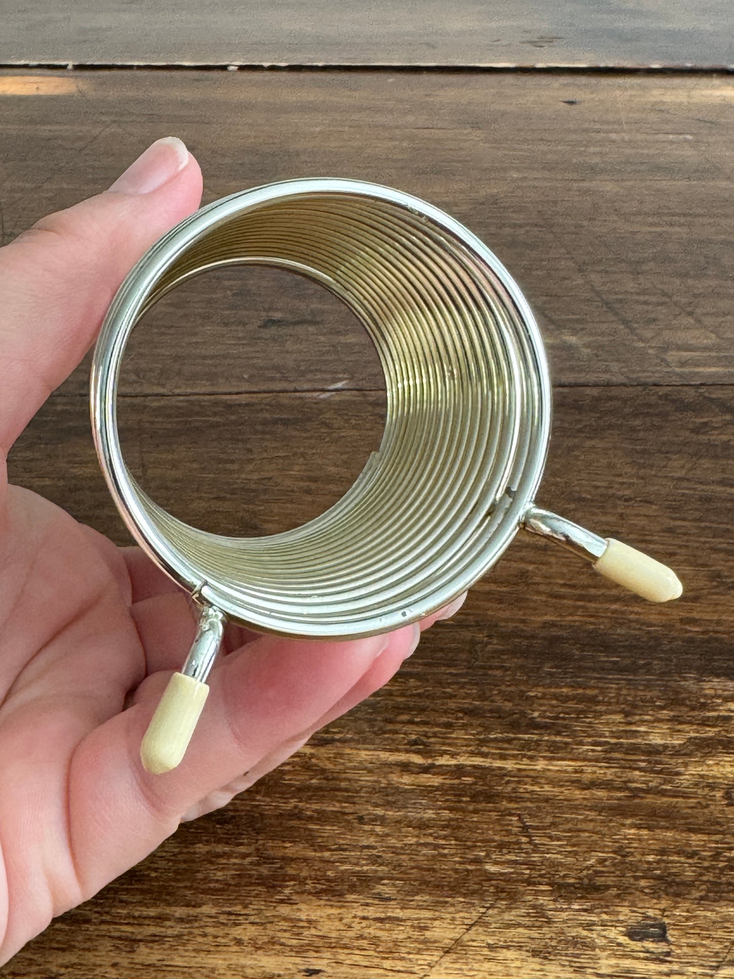 Vintage Coil Letter Holder with White Rubber Feet - Desk Organizer