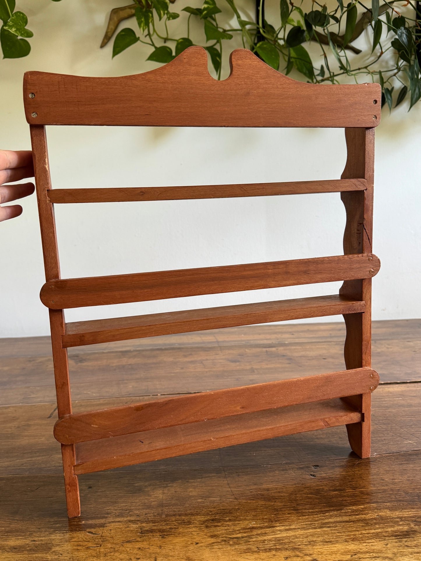 Large Spice Rack with Simple Wood Carved Edging - Wall Mounted