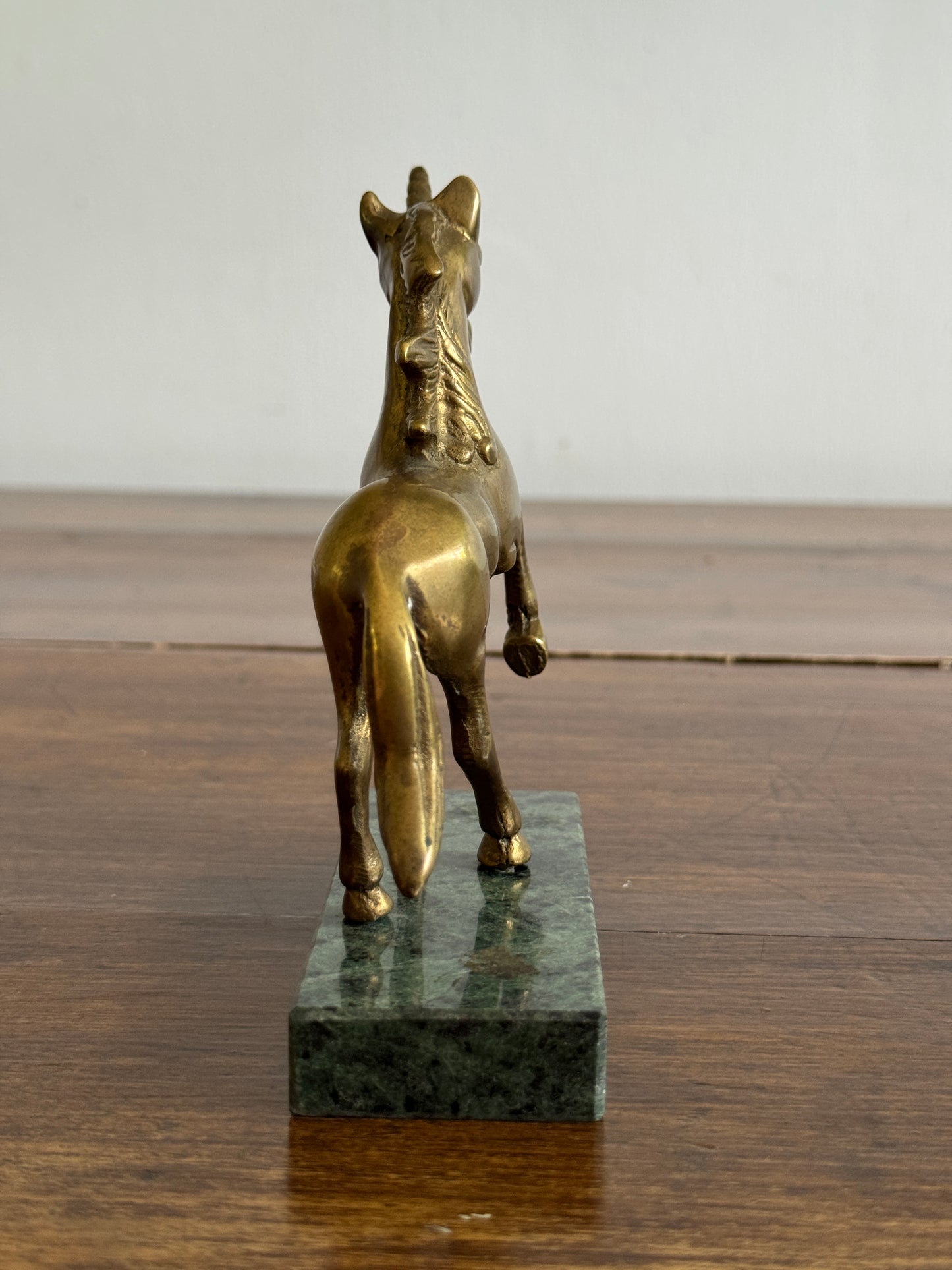 Vintage Brass Unicorn on Stone Base