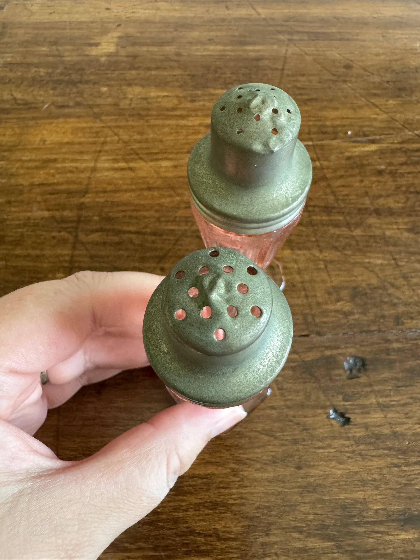 Vintage Set of Pink Depression Glass Jeannette Glass Salt and Pepper Shakers