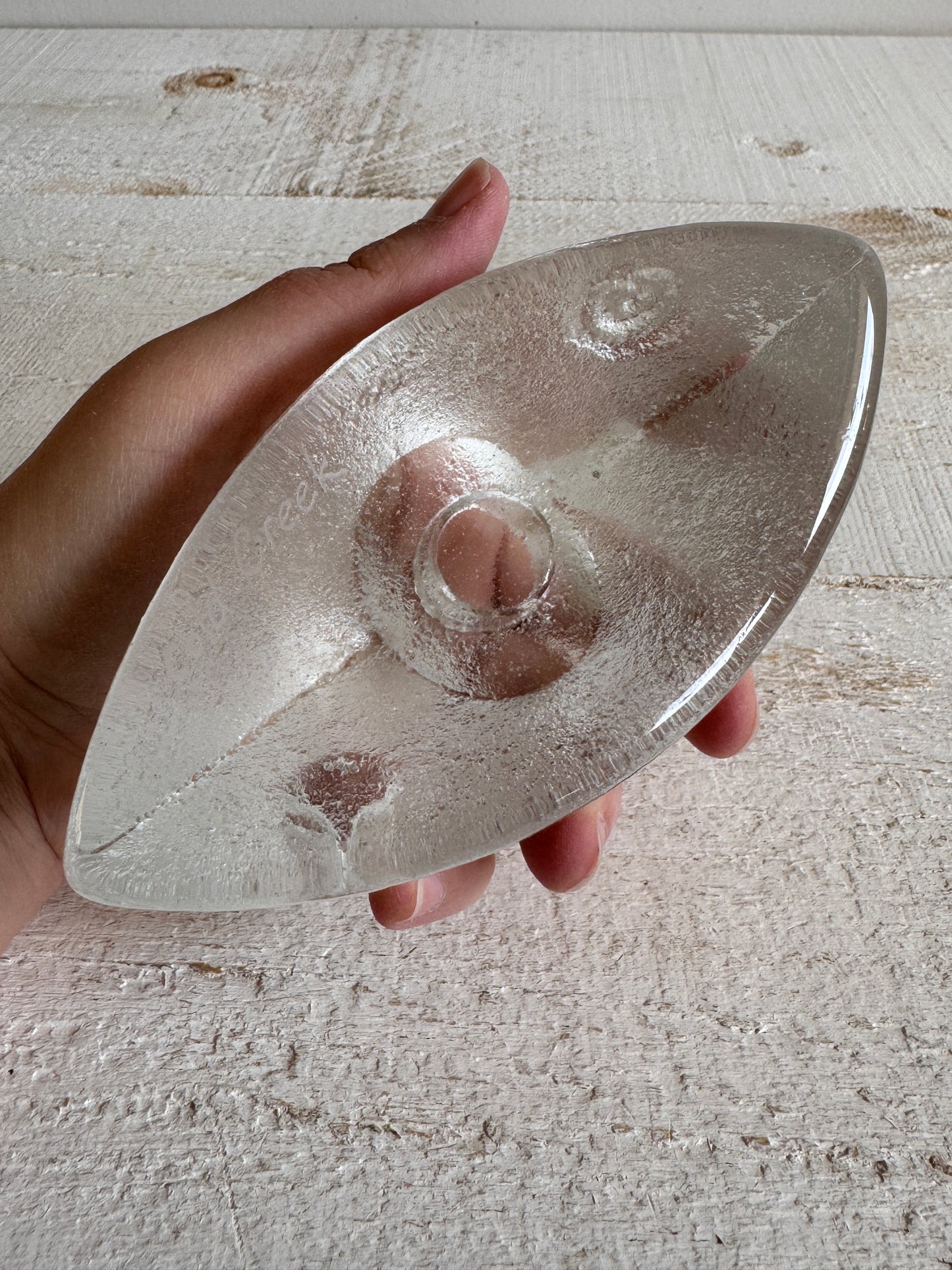 Cold Creek Clear Glass Candle Holder with Design Sides
