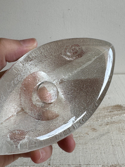 Cold Creek Clear Glass Candle Holder with Design Sides