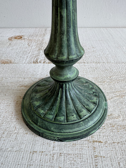 Faux Patina Blue/Green Metal Candlestick Holder