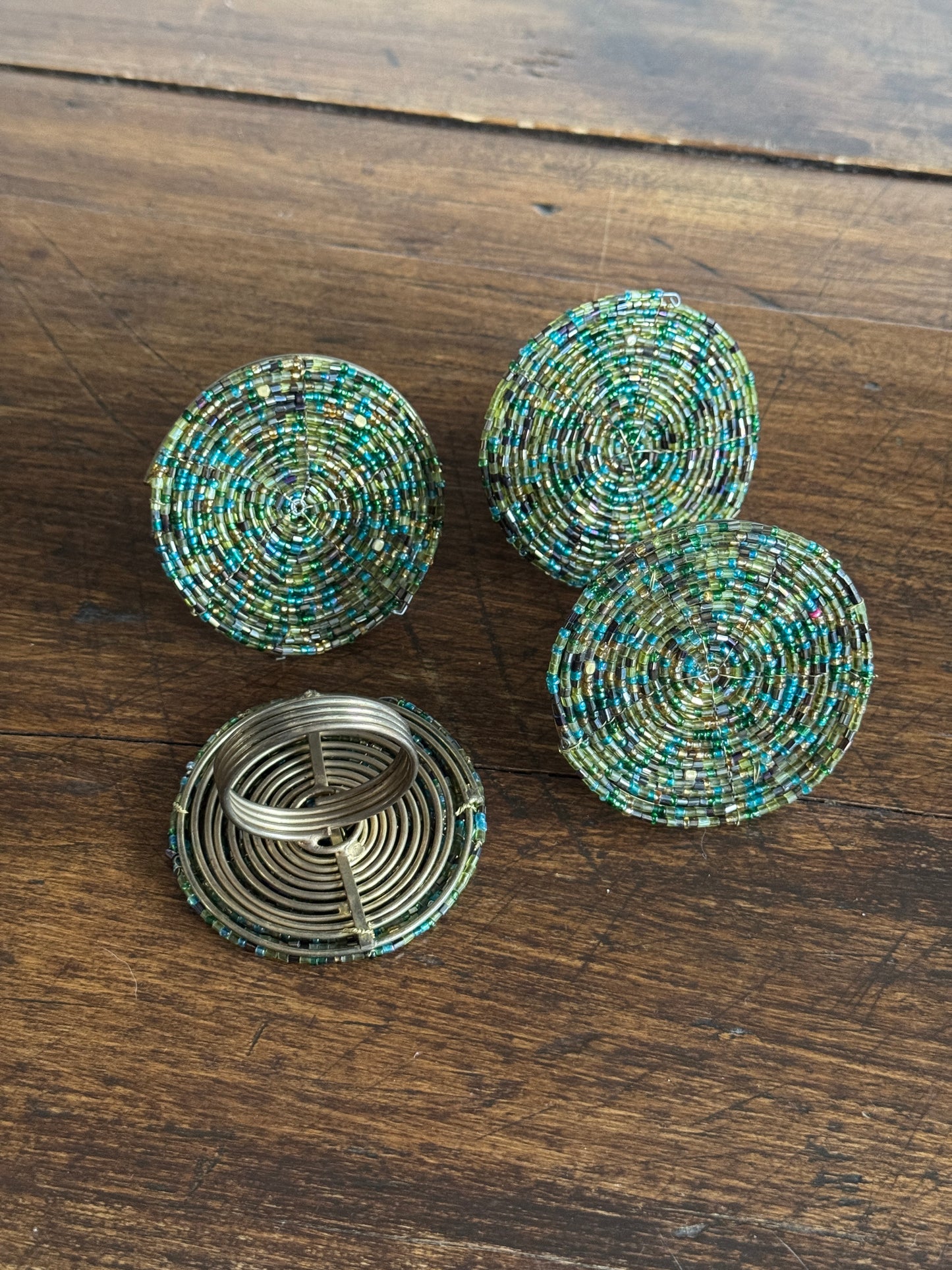Beaded Napkin Rings with Twisted Metal
