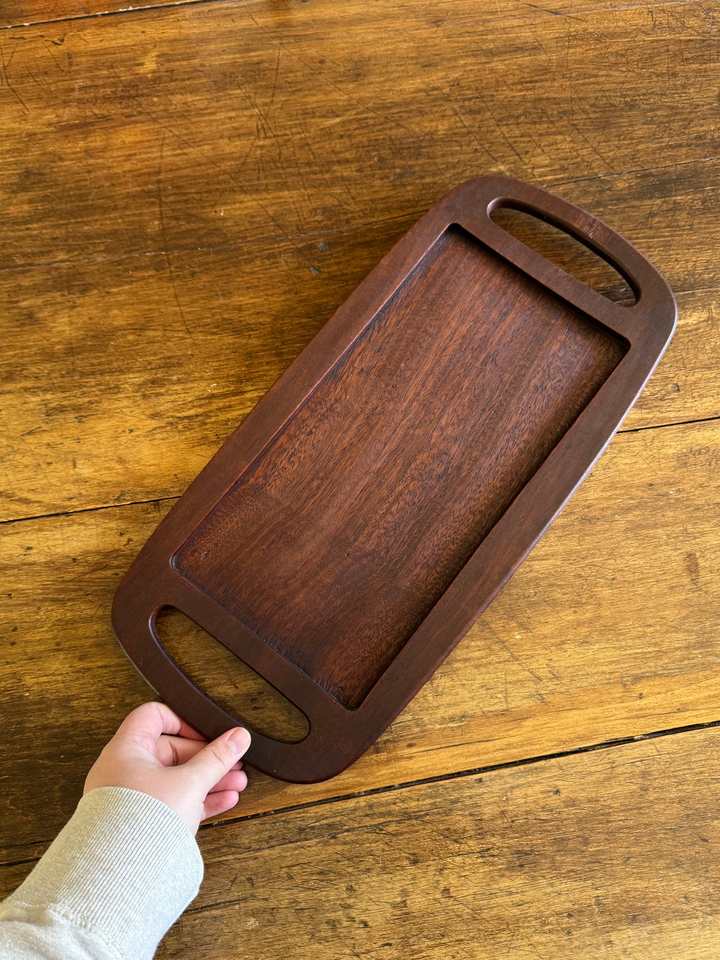 Dark Wood Tray with Handles - Made in Belgium