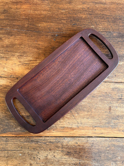 Dark Wood Tray with Handles - Made in Belgium