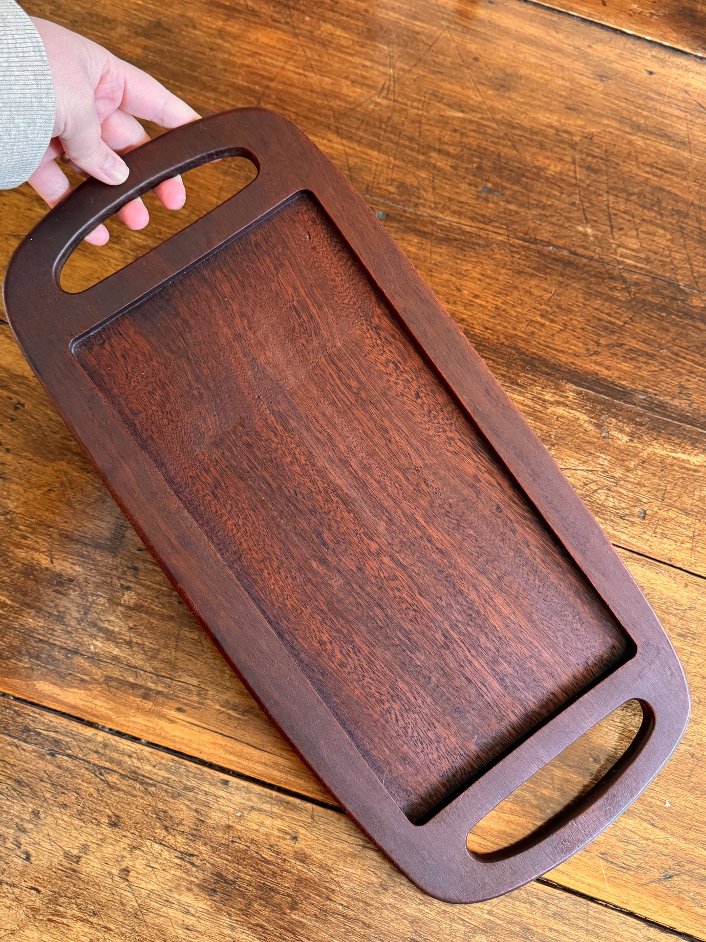 Dark Wood Tray with Handles - Made in Belgium