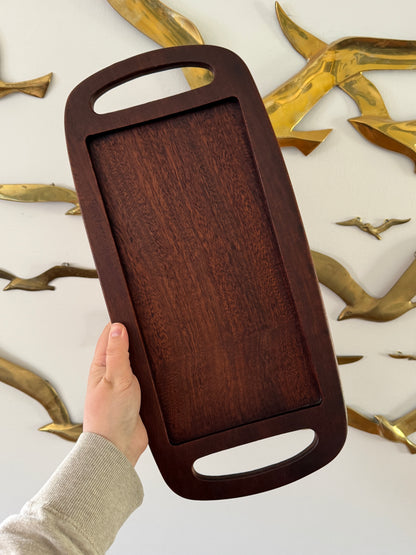 Dark Wood Tray with Handles - Made in Belgium