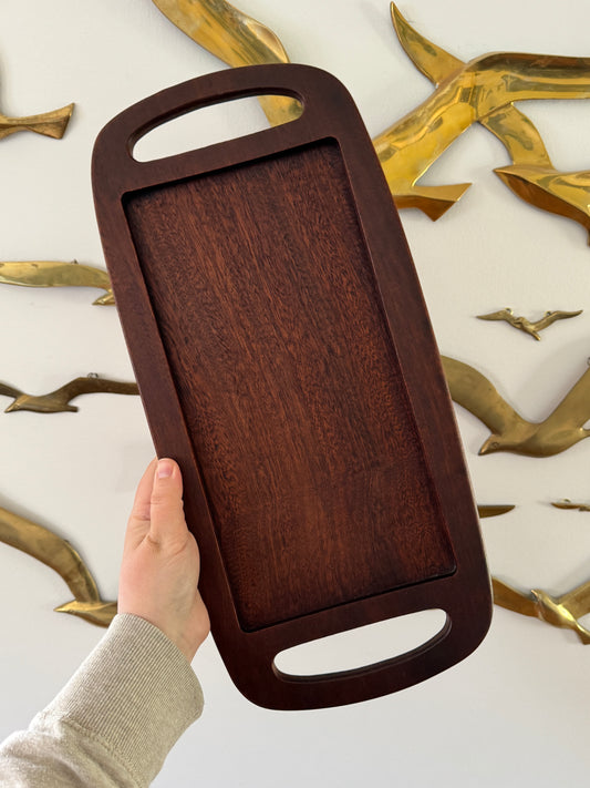 Dark Wood Tray with Handles - Made in Belgium