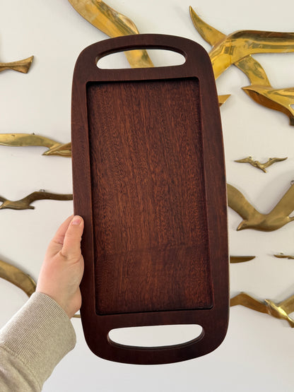 Dark Wood Tray with Handles - Made in Belgium