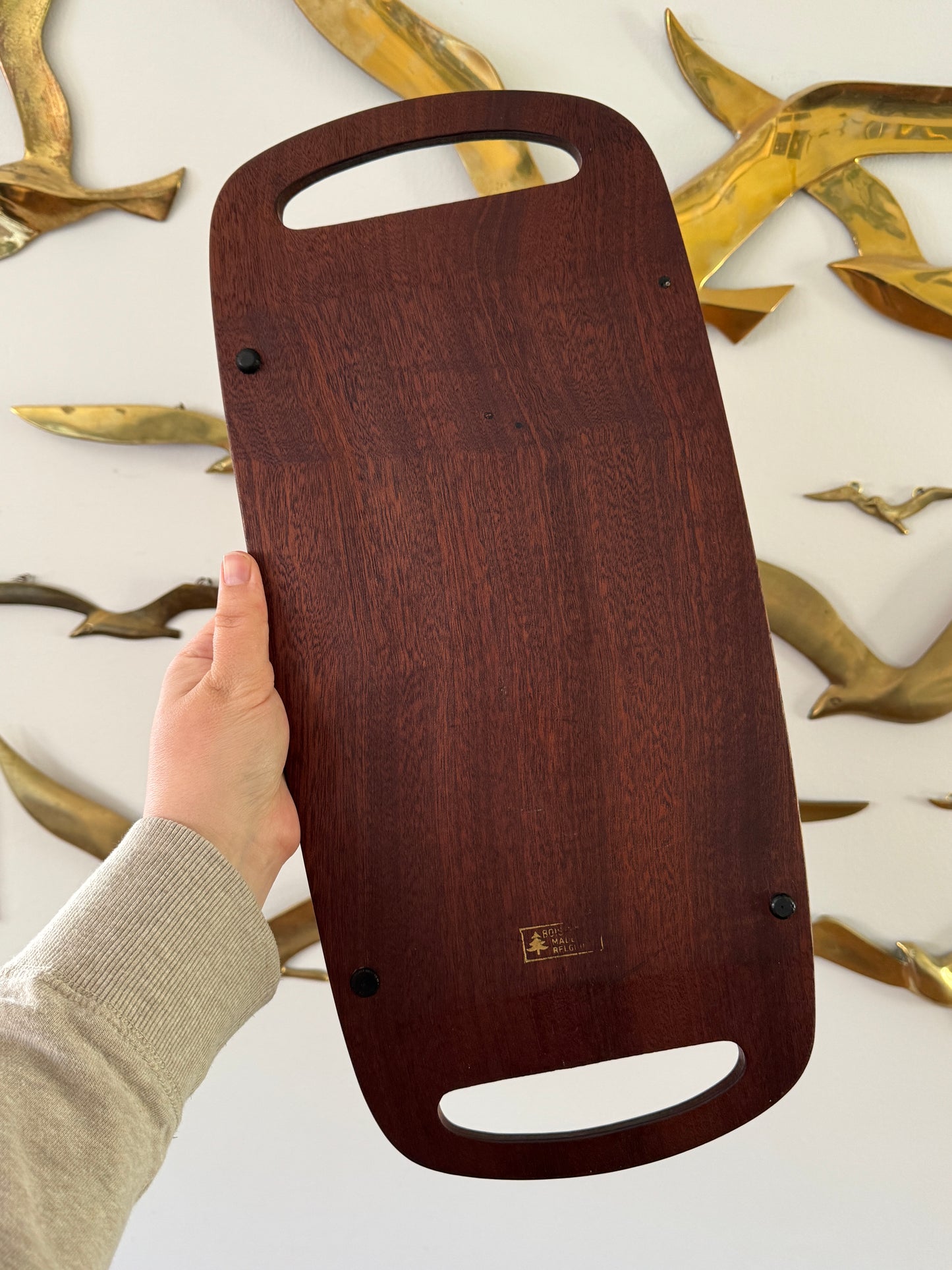 Dark Wood Tray with Handles - Made in Belgium