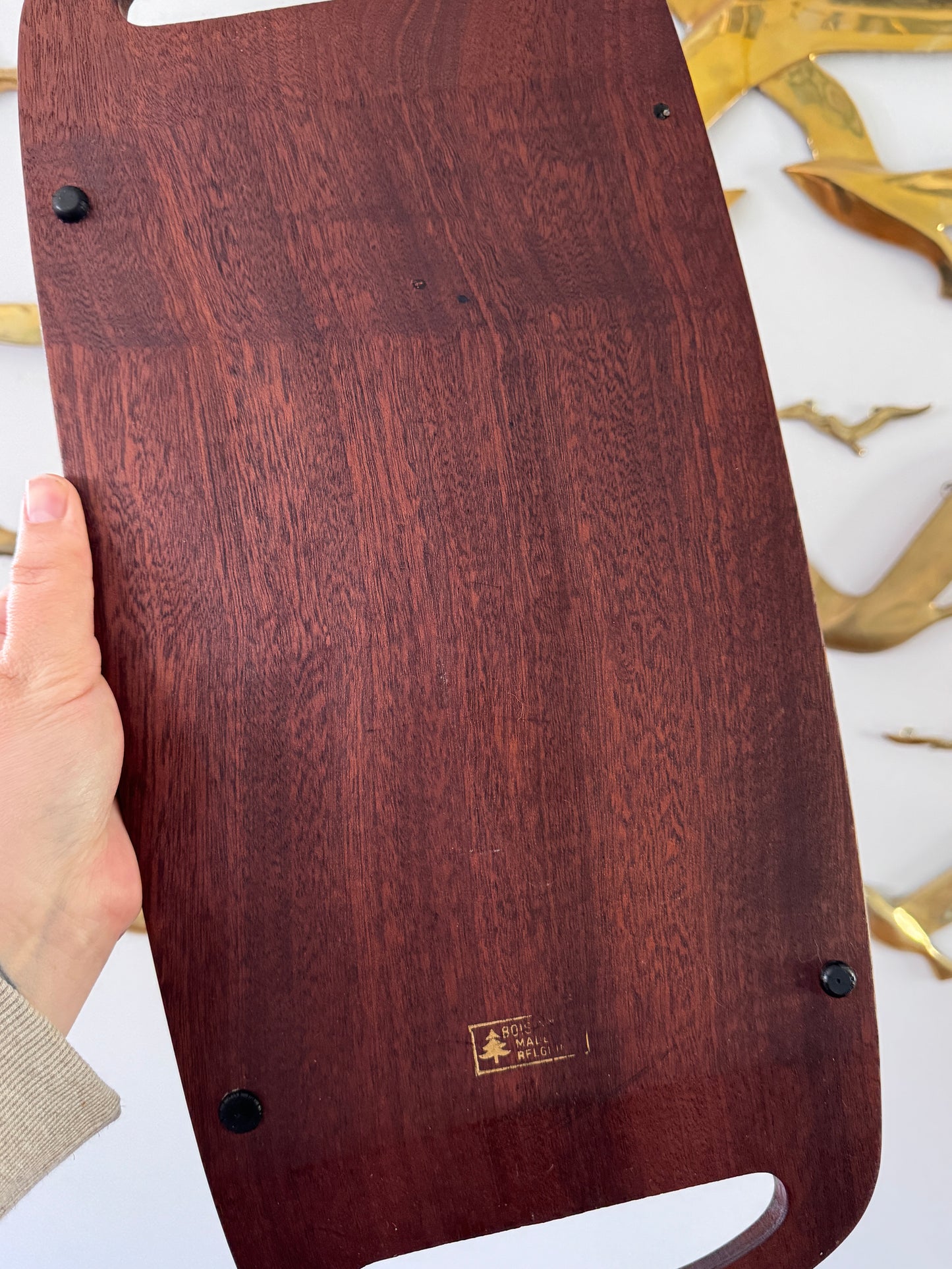 Dark Wood Tray with Handles - Made in Belgium