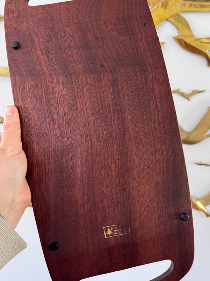Dark Wood Tray with Handles - Made in Belgium